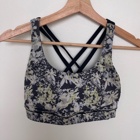 Lulu Energy Bra Crosscourt Petal Black Clarity Yellow / Black - Picture 5 of 8